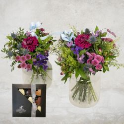 Mor & barn buket dreng med chokoladehjerter